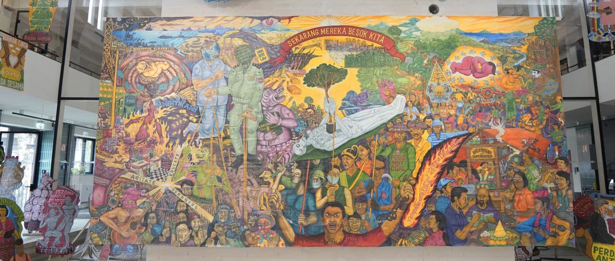 Das neueste Großgemälde des Kollektivs Taring Padi: Heute die anderen, morgen wir entstand 2021 für die documenta fifteen. © Taring Padi