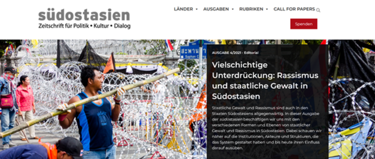 Website der südostasien (© Online-Magazin südostasien).