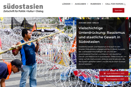 Website der südostasien (© Online-Magazin südostasien).