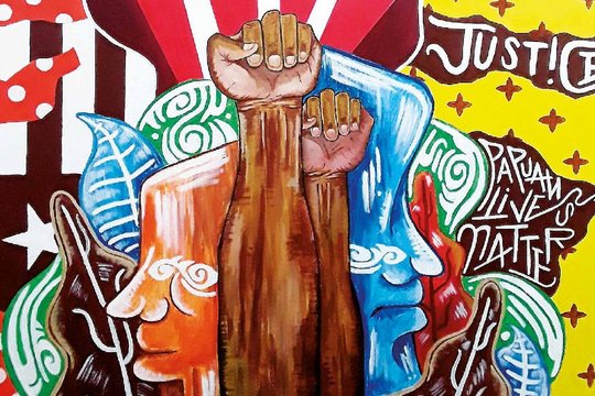 ”Lawan” (Lehne dich auf!), Gemälde von Michael Yan Devis. 2020 (Foto: Udeido)