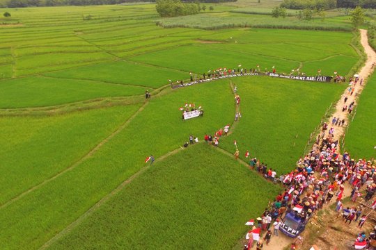 Protestaktion am Kendeng-Gebirge