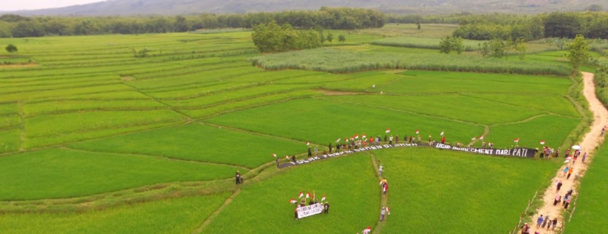 Protestaktion am Kendeng-Gebirge
